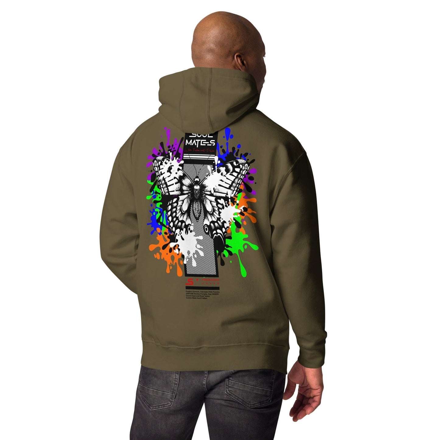 Butterfly Unisex-Kapuzenpullover Soulmates Militärgrün S