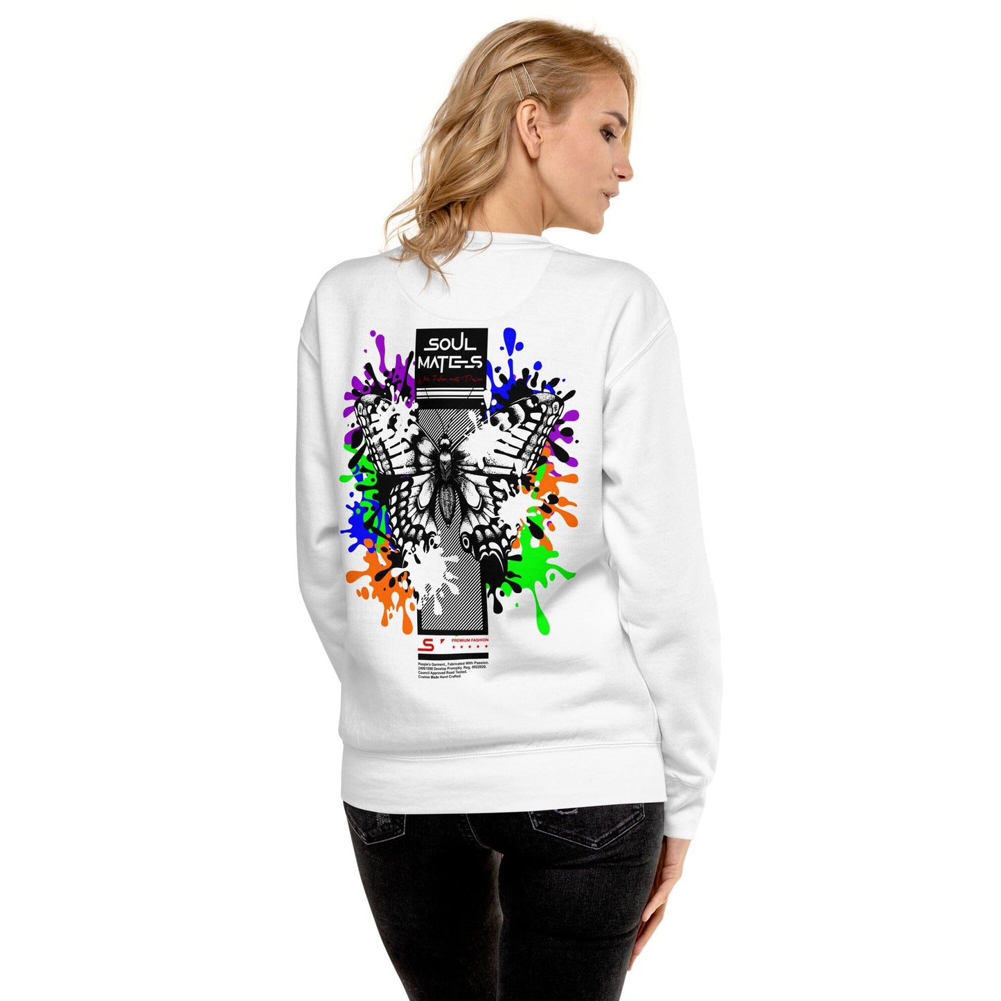 Butterfly Unisex-Premium-Pullover Soulmates Weiß S