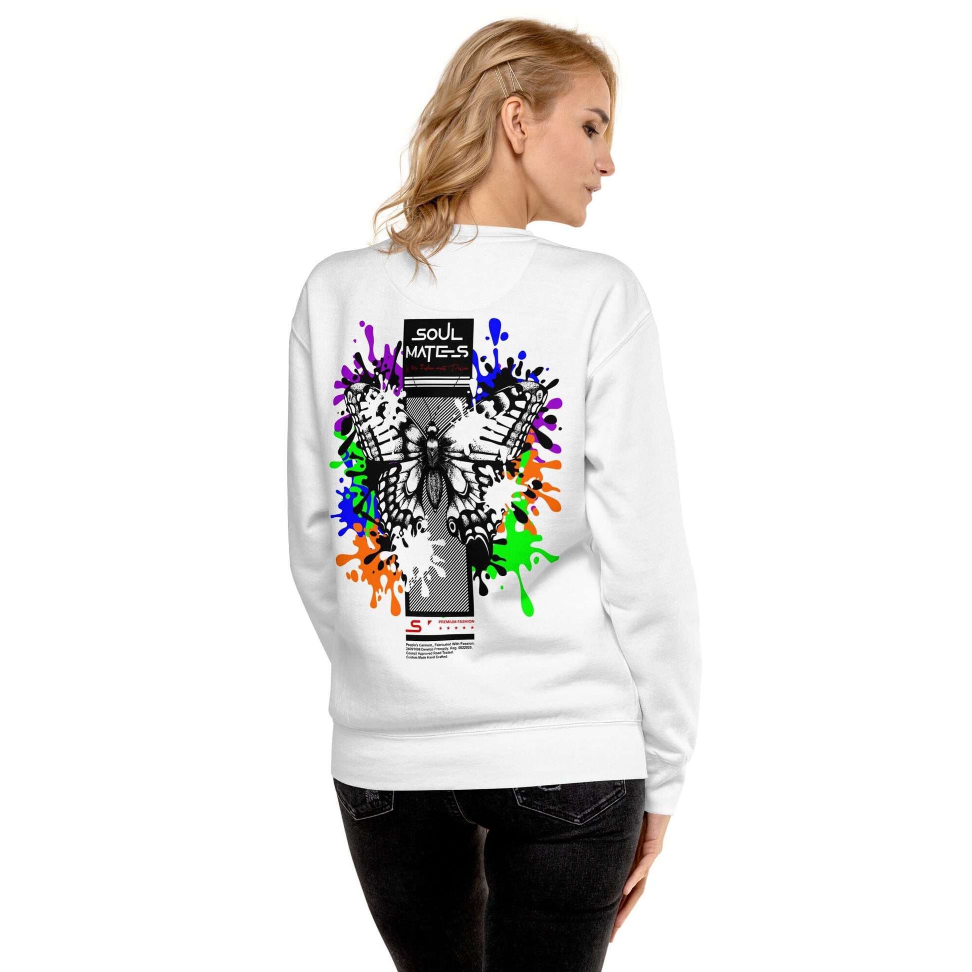 Butterfly Unisex-Premium-Pullover Soulmates Weiß S