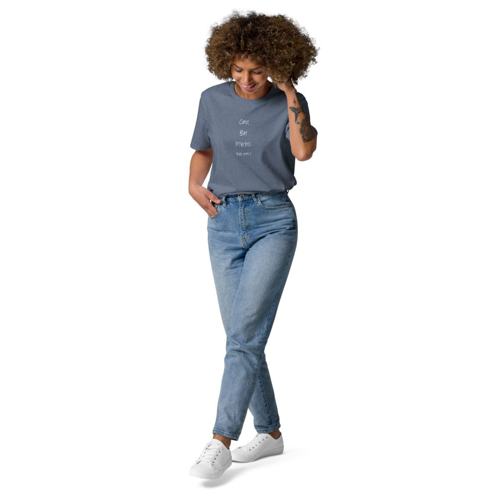 Cute but Psycho (but cute) Unisex-Bio-Baumwoll-T-Shirt Soulmates Dark Heather Blue S
