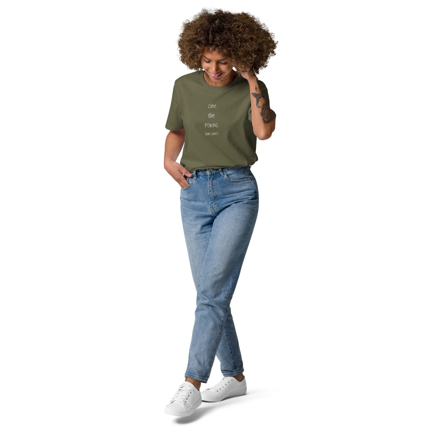 Cute but Psycho (but cute) Unisex-Bio-Baumwoll-T-Shirt Soulmates Khaki S