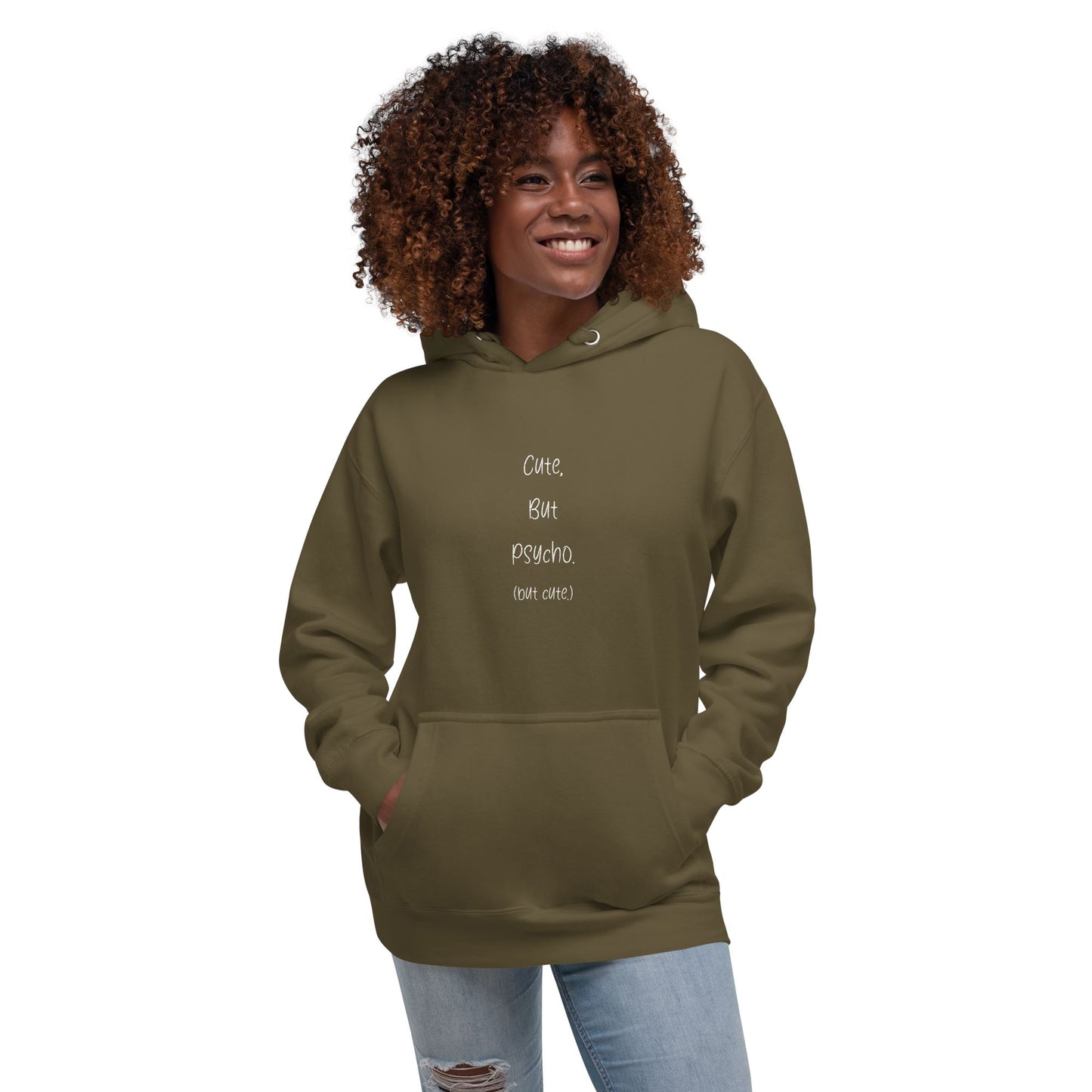 Cute but Psycho (but cute) Unisex-Kapuzenpullover Soulmates Militärgrün S