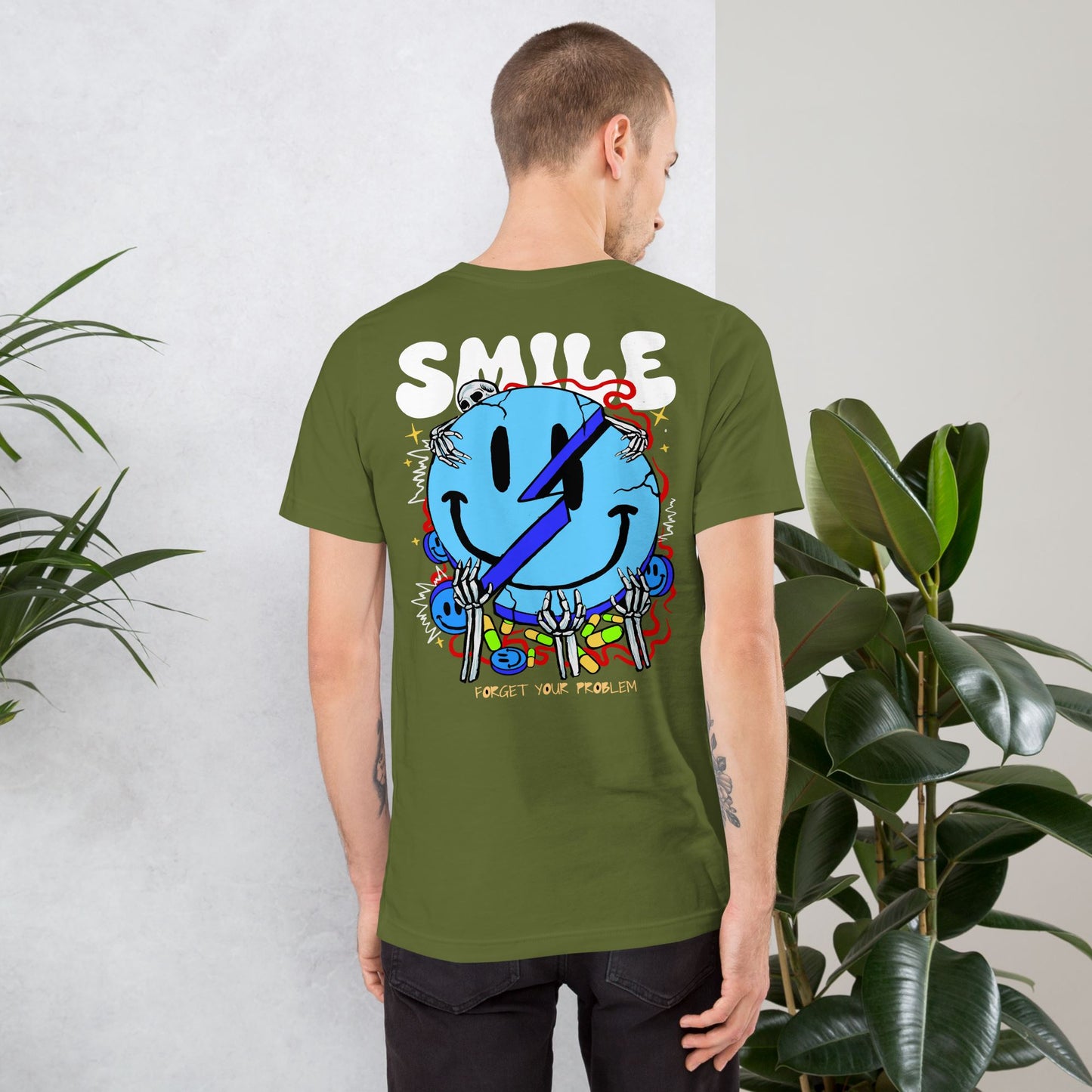 Forget your Problem, Keep Smile. Unisex-T-Shirt Soulmates Olive S