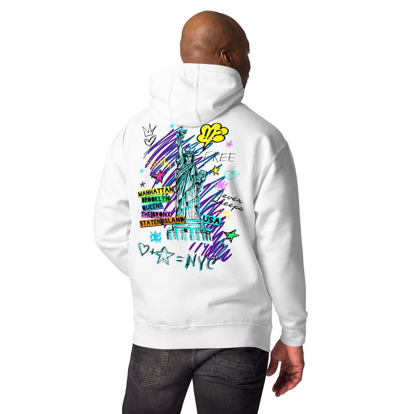 Freedom I Love NYC, Graffiti Design. Unisex-Kapuzenpullover Soulmates Weiß S
