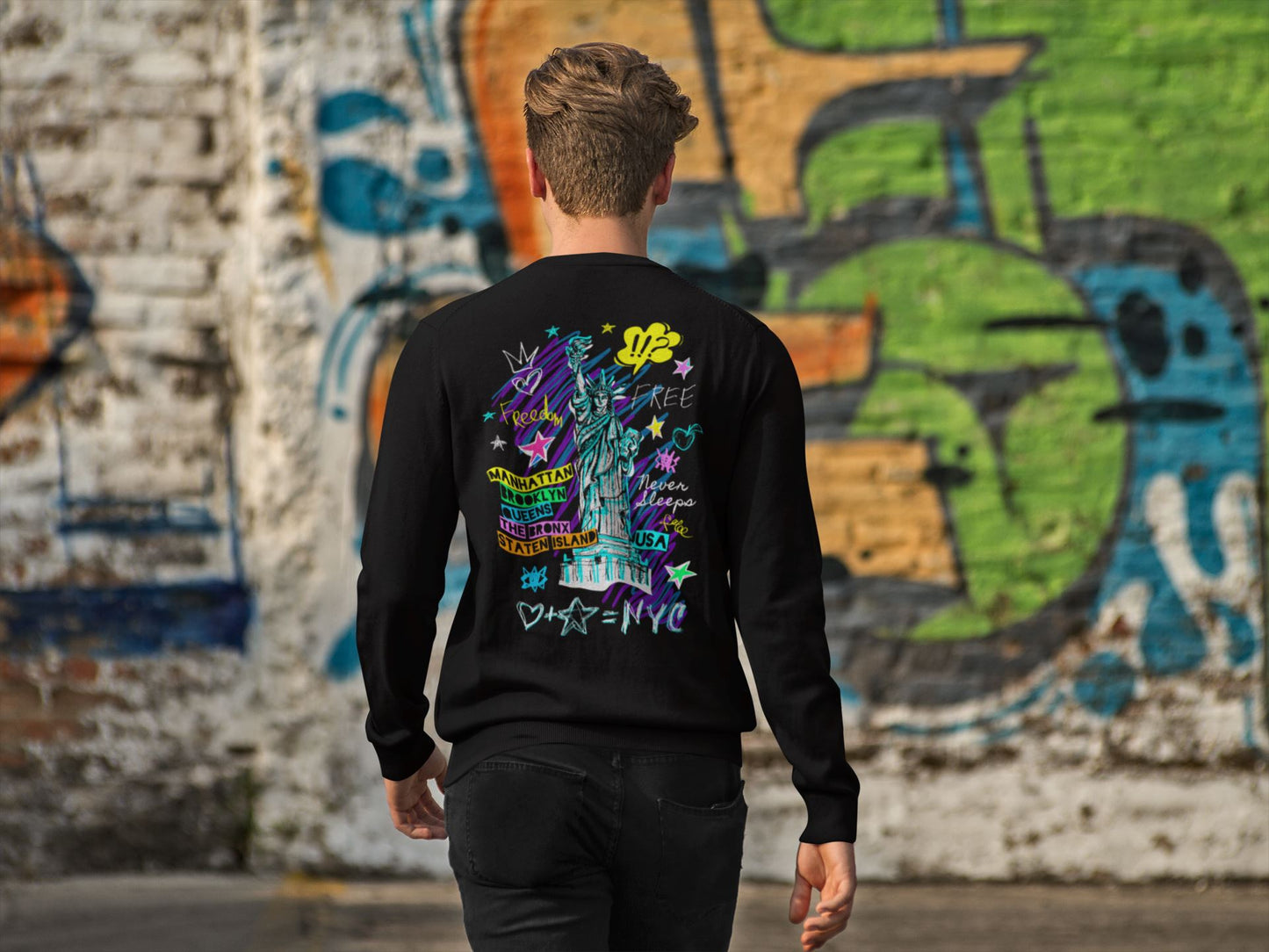 Freedom I Love NYC, Graffiti Soulmates Design. Unisex-Premium-Pullover Soulmates