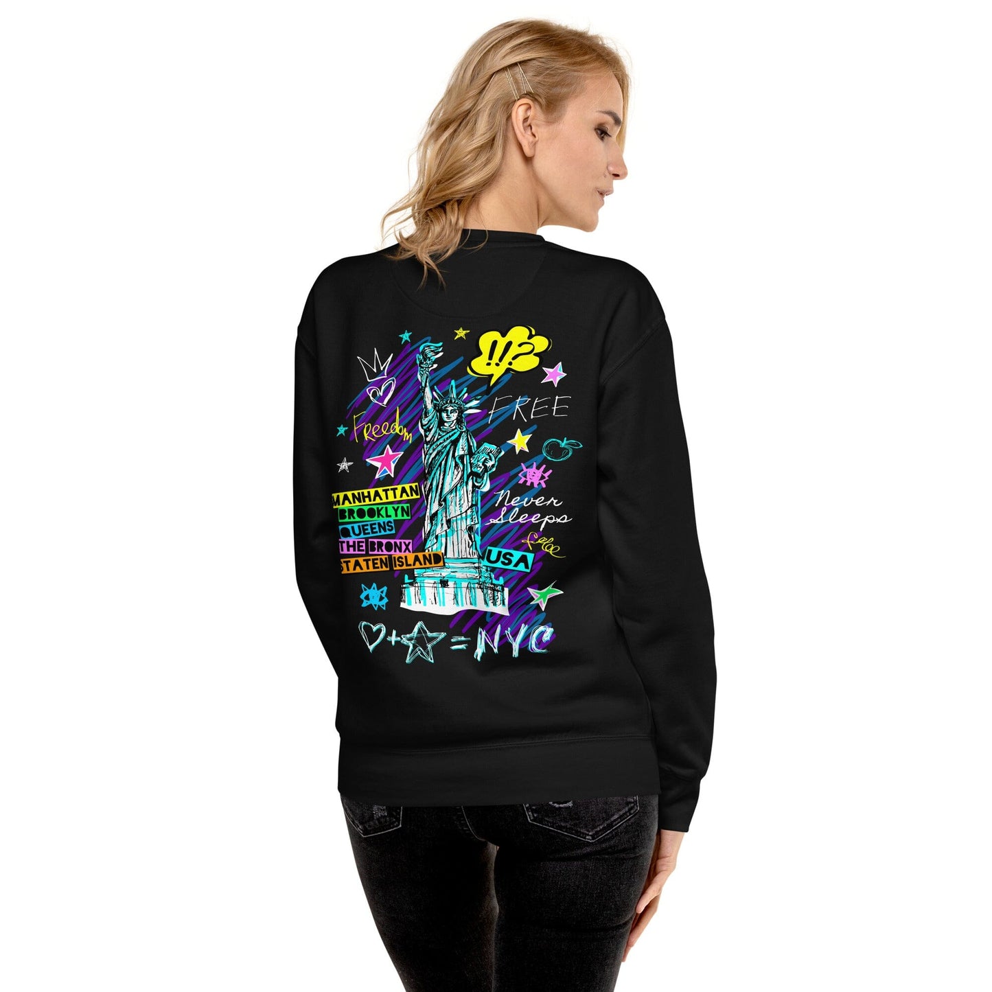 Freedom I Love NYC, Graffiti Soulmates Design. Unisex-Premium-Pullover Soulmates Schwarz S