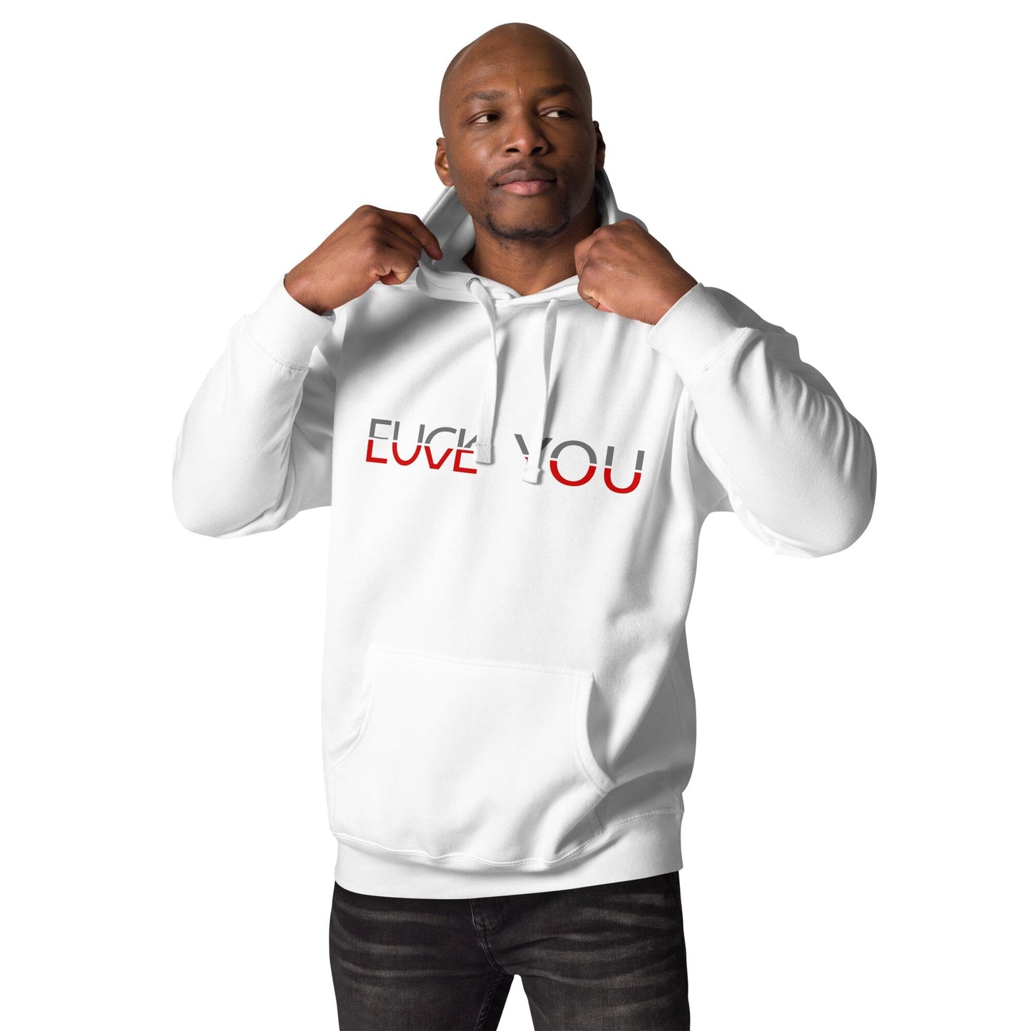 Fuck You Love You Soulmates Design. Unisex-Kapuzenpullover Soulmates Weiß S