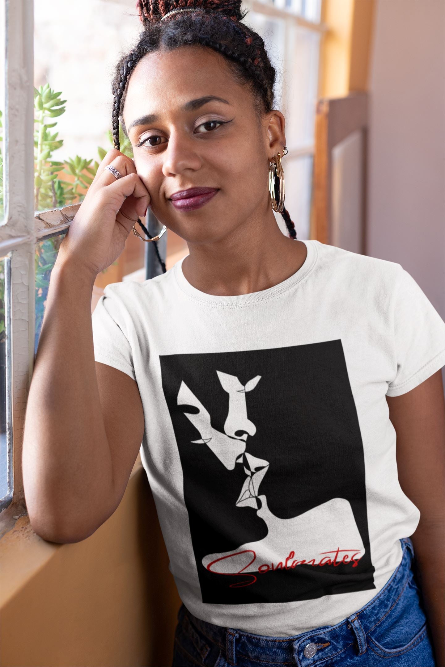 Kissing Soulmates Abstraktes Design - Black and White Unisex-T-Shirt Soulmates