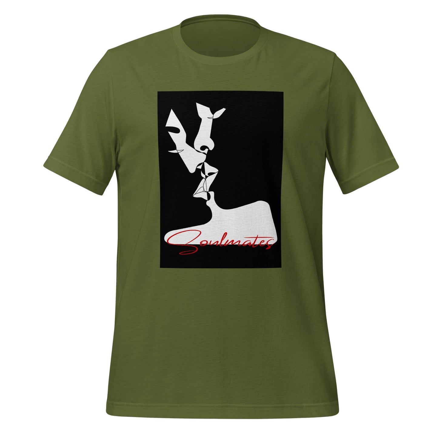 Kissing Soulmates Abstraktes Design - Black and White Unisex-T-Shirt Soulmates Olive S