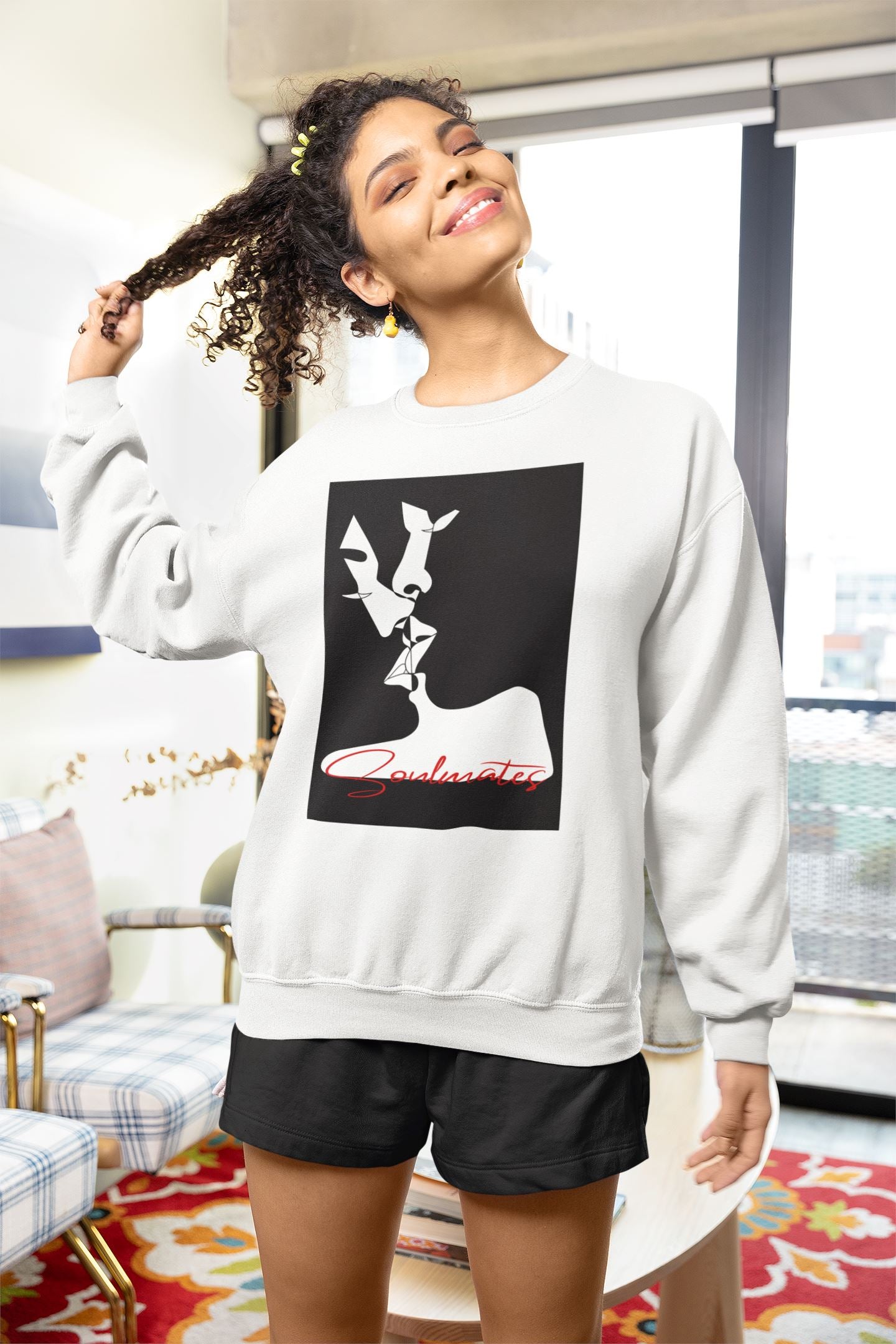 Kissing Soulmates Design - Black and White. Unisex-Premium-Pullover Soulmates