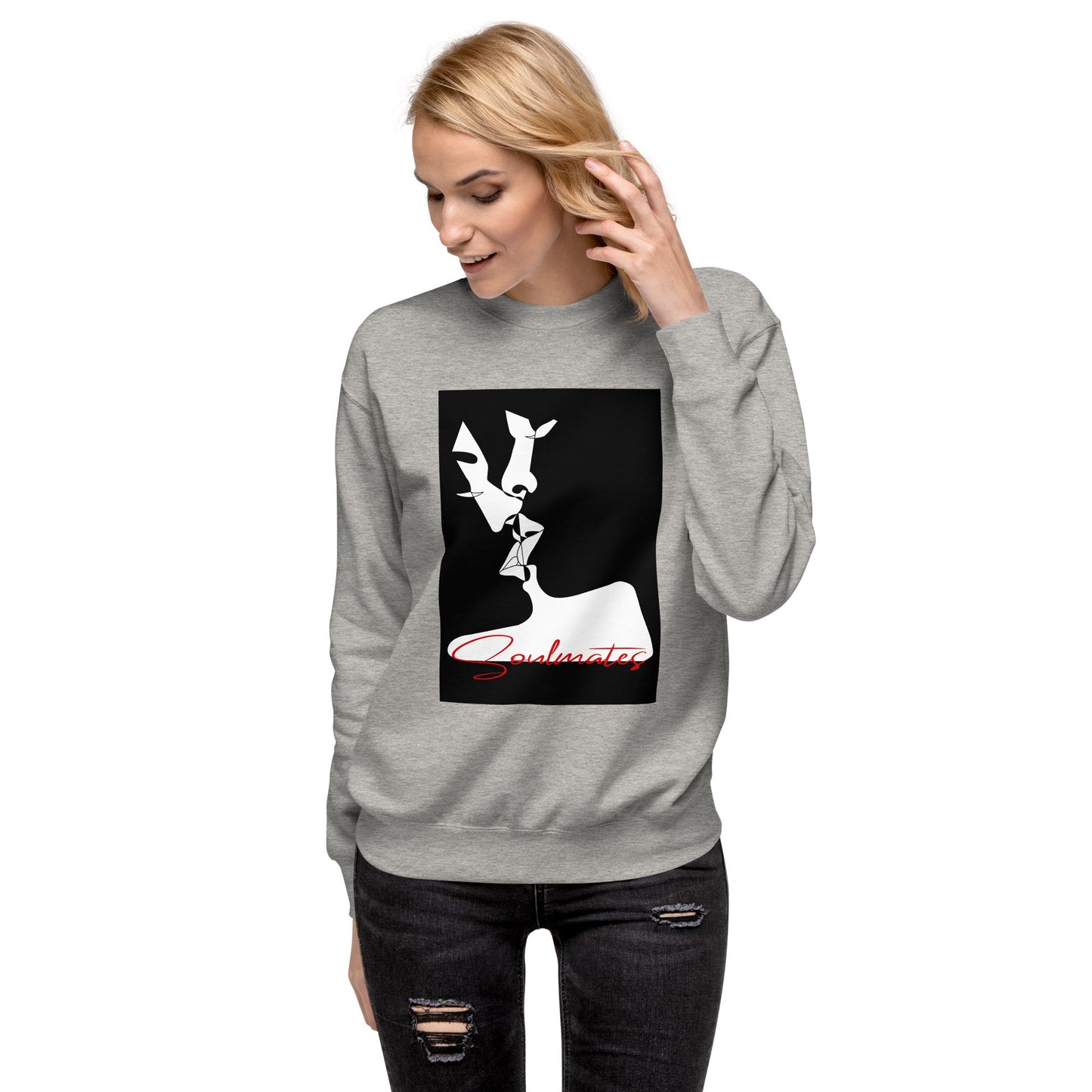 Kissing Soulmates Design - Black and White. Unisex-Premium-Pullover Soulmates Carbon Grey S