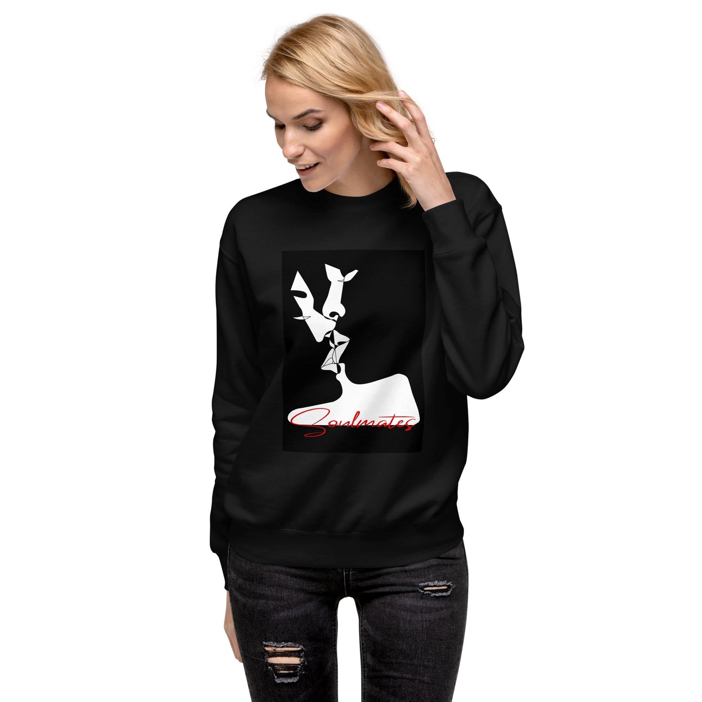 Kissing Soulmates Design - Black and White. Unisex-Premium-Pullover Soulmates Schwarz S