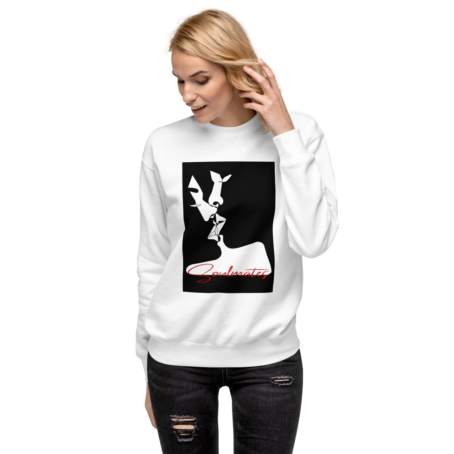 Kissing Soulmates Design - Black and White. Unisex-Premium-Pullover Soulmates Weiß S