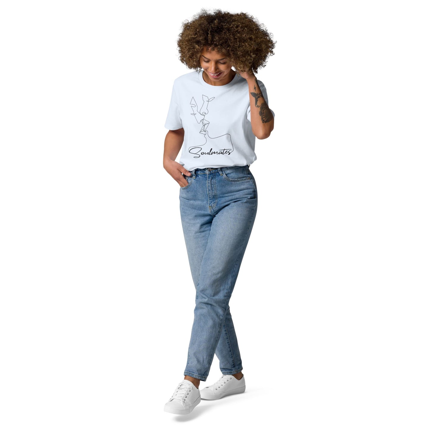 Kissing Soulmates Schlichtes Modernes Design Unisex-Bio-Baumwoll-T-Shirt Soulmates Serene Blue S