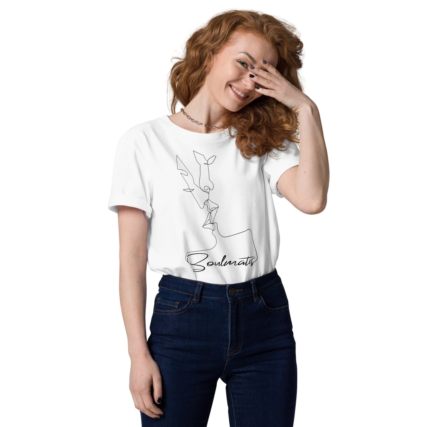Kissing Soulmates Schlichtes Modernes Design Unisex-Bio-Baumwoll-T-Shirt Soulmates Weiß S