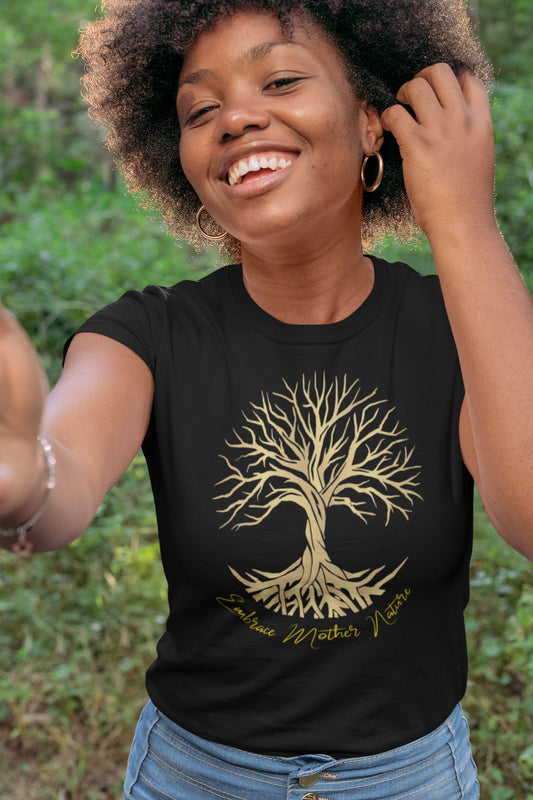 Lebensbaum, Embrace Mother Nature. Unisex-Bio-Baumwoll-T-Shirt Soulmates