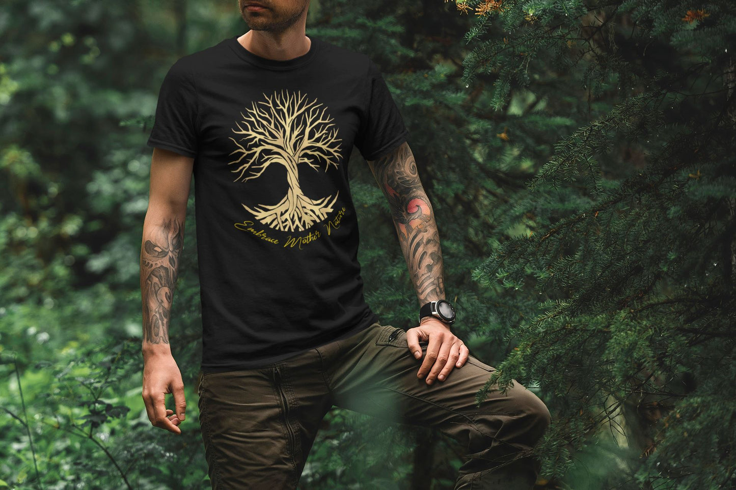 Lebensbaum, Embrace Mother Nature. Unisex-Bio-Baumwoll-T-Shirt Soulmates