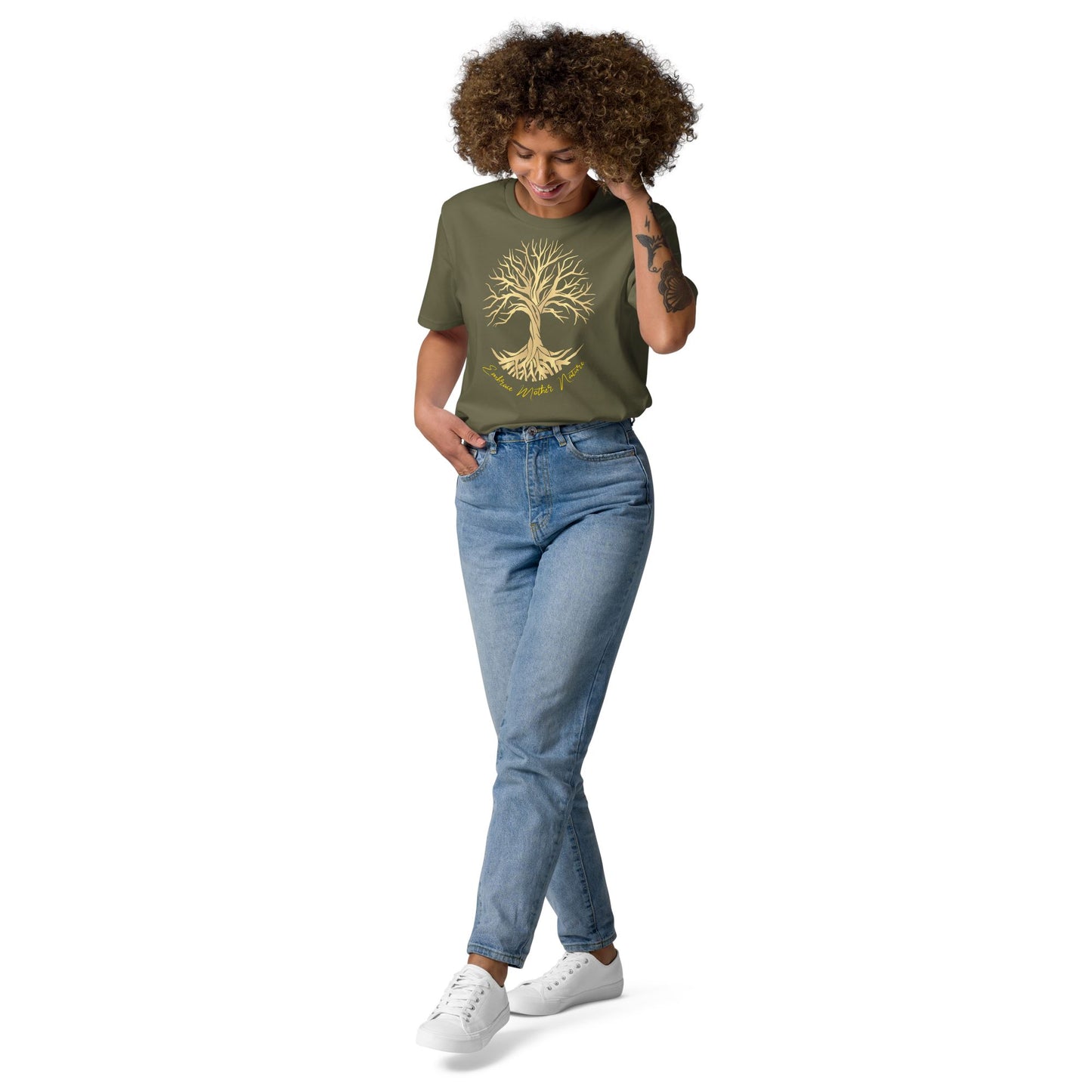 Lebensbaum, Embrace Mother Nature. Unisex-Bio-Baumwoll-T-Shirt Soulmates Khaki S