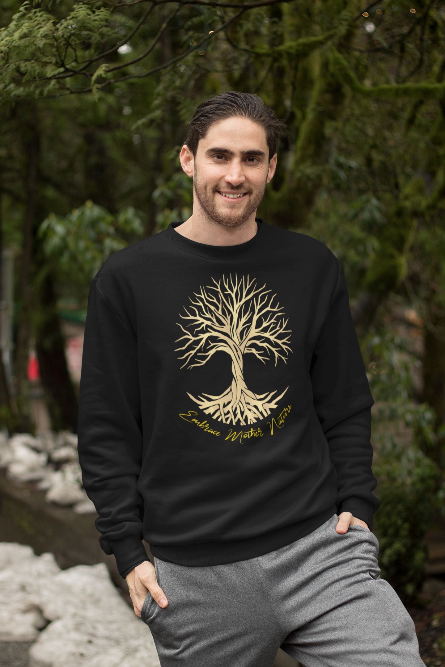 Lebensbaum, Embrace Mother Nature. Unisex-Premium-Pullover Soulmates Schwarz S