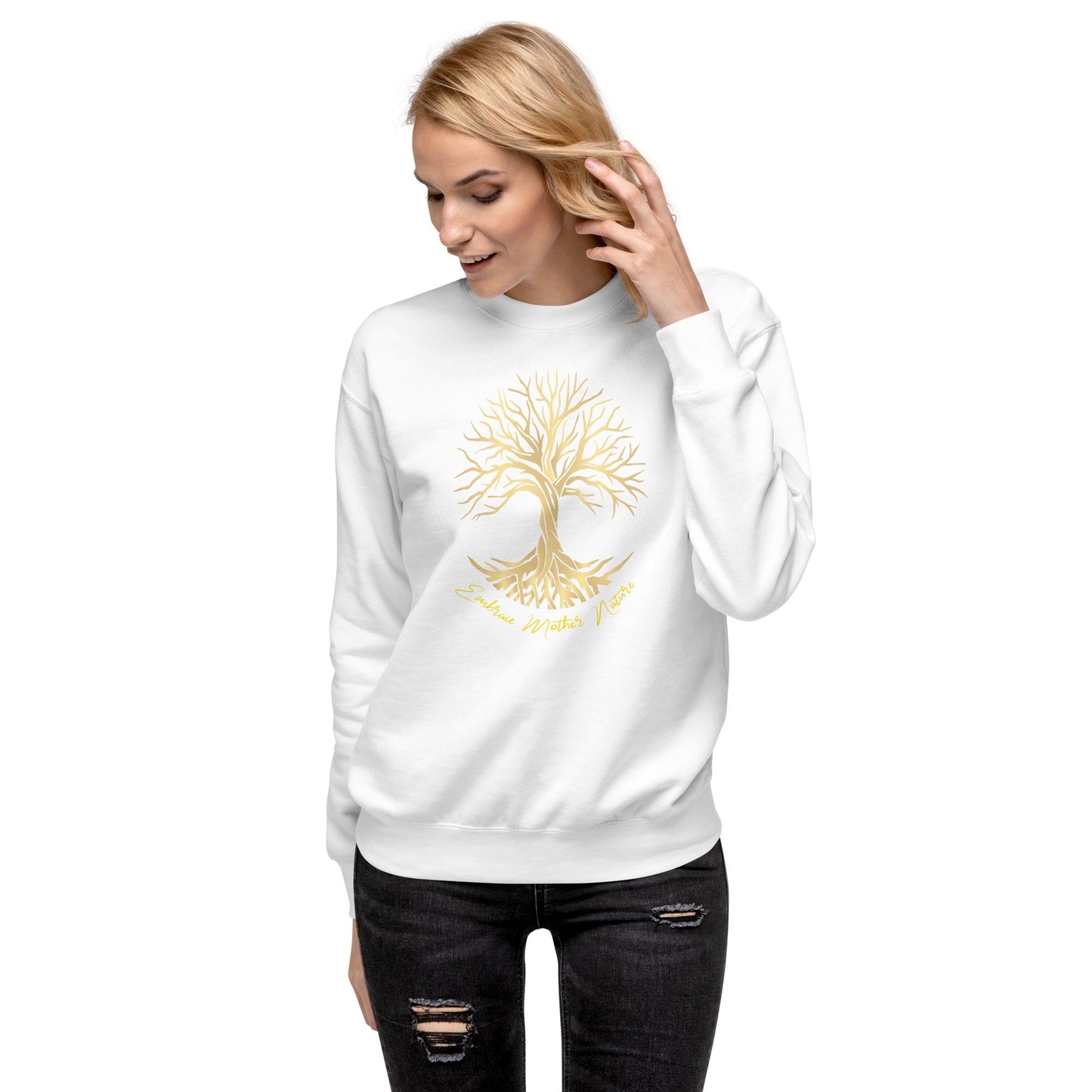 Lebensbaum, Embrace Mother Nature. Unisex-Premium-Pullover Soulmates Weiß S