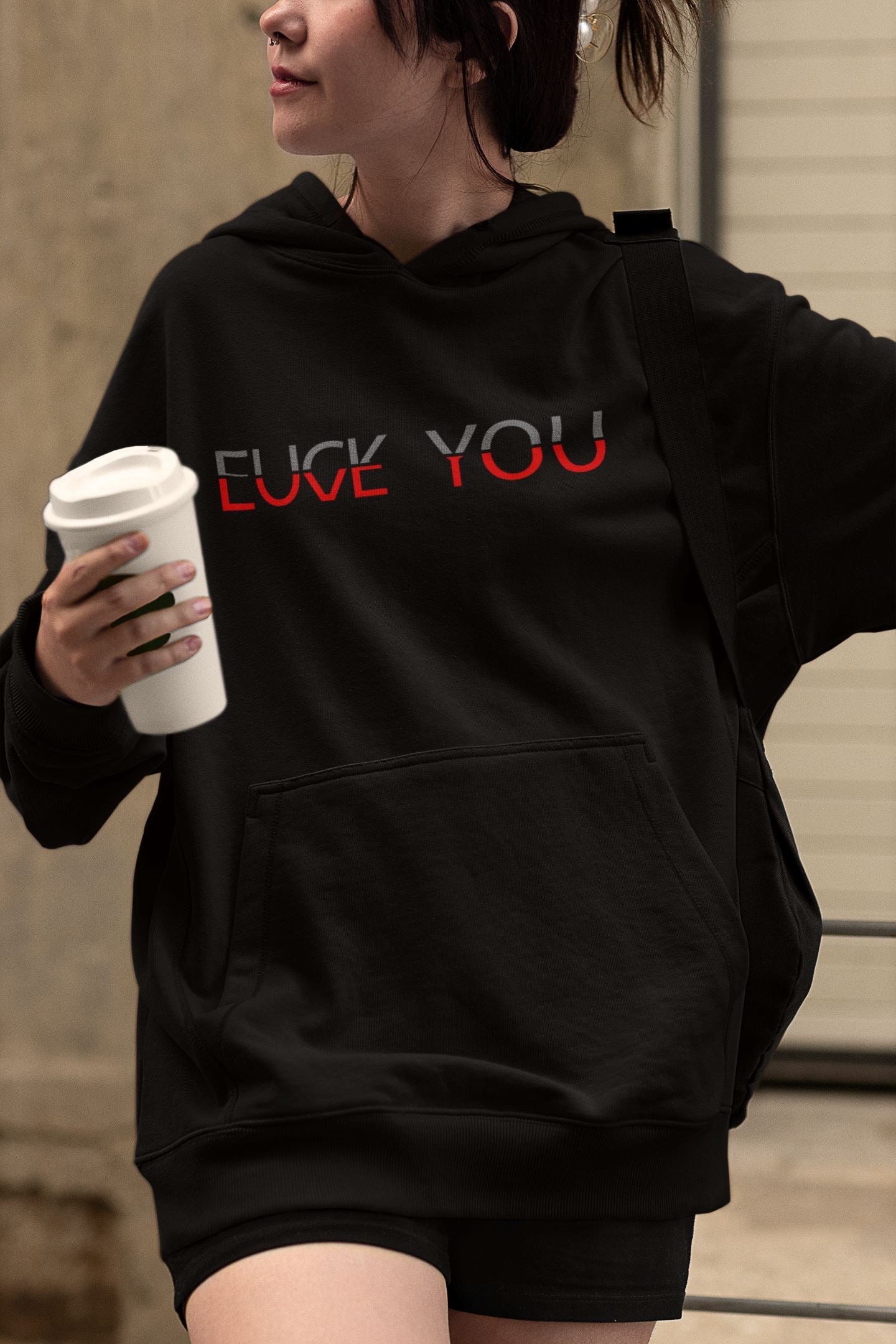 Love You Fuck You - Unisex Oversized Organic Hoodie Slammer Oversized Hoodie ST/ST Shirtee