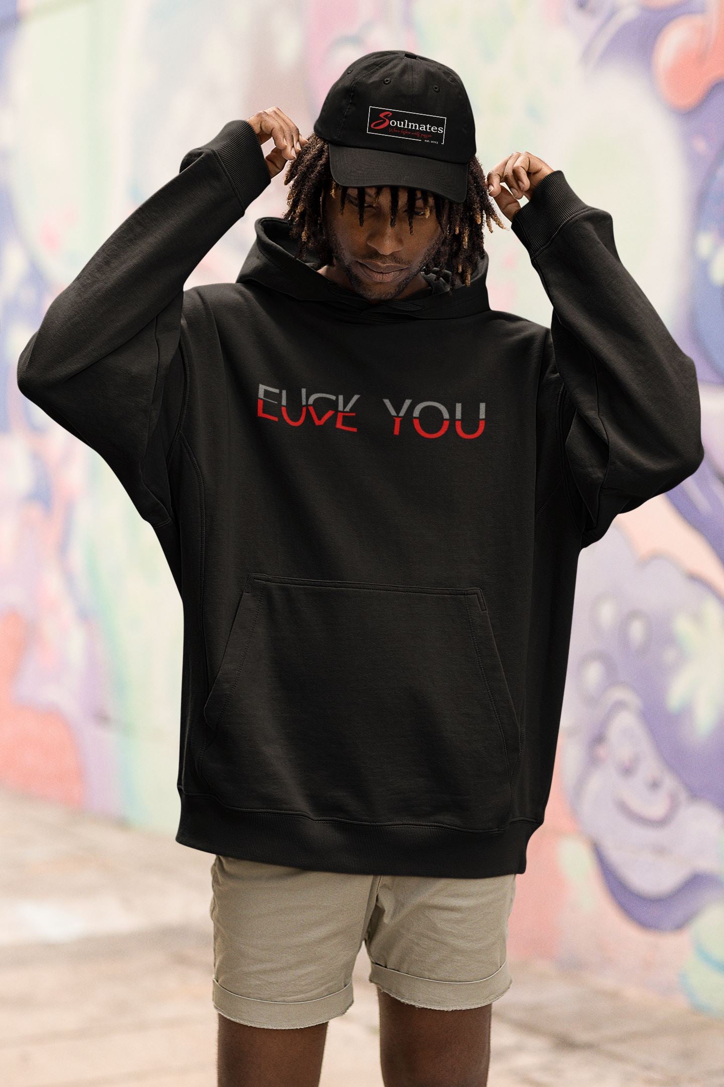 Love You Fuck You - Unisex Oversized Organic Hoodie Slammer Oversized Hoodie ST/ST Shirtee