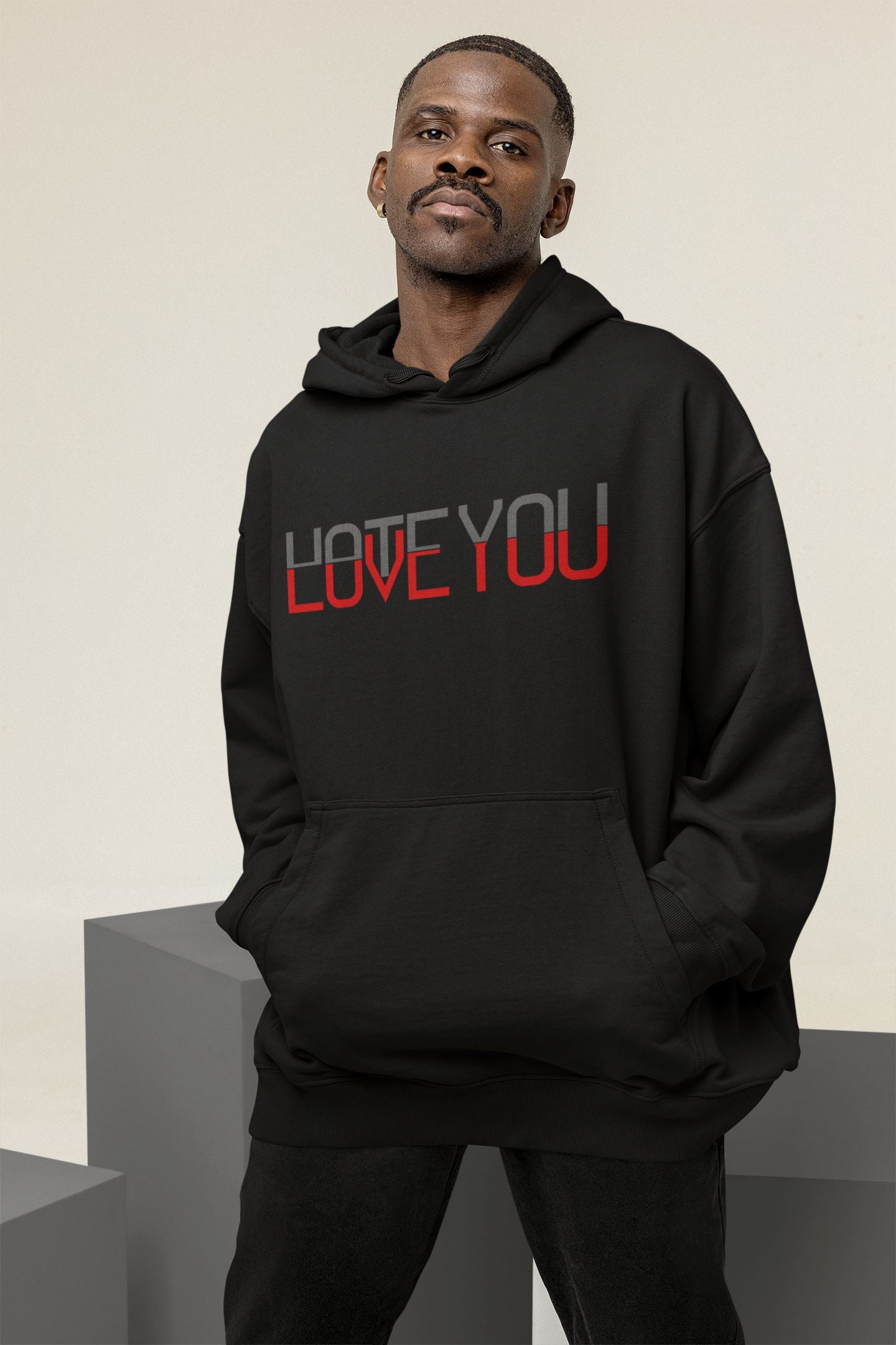 Love You Hate You - Unisex Oversized Organic Hoodie Slammer Oversized Hoodie ST/ST Shirtee