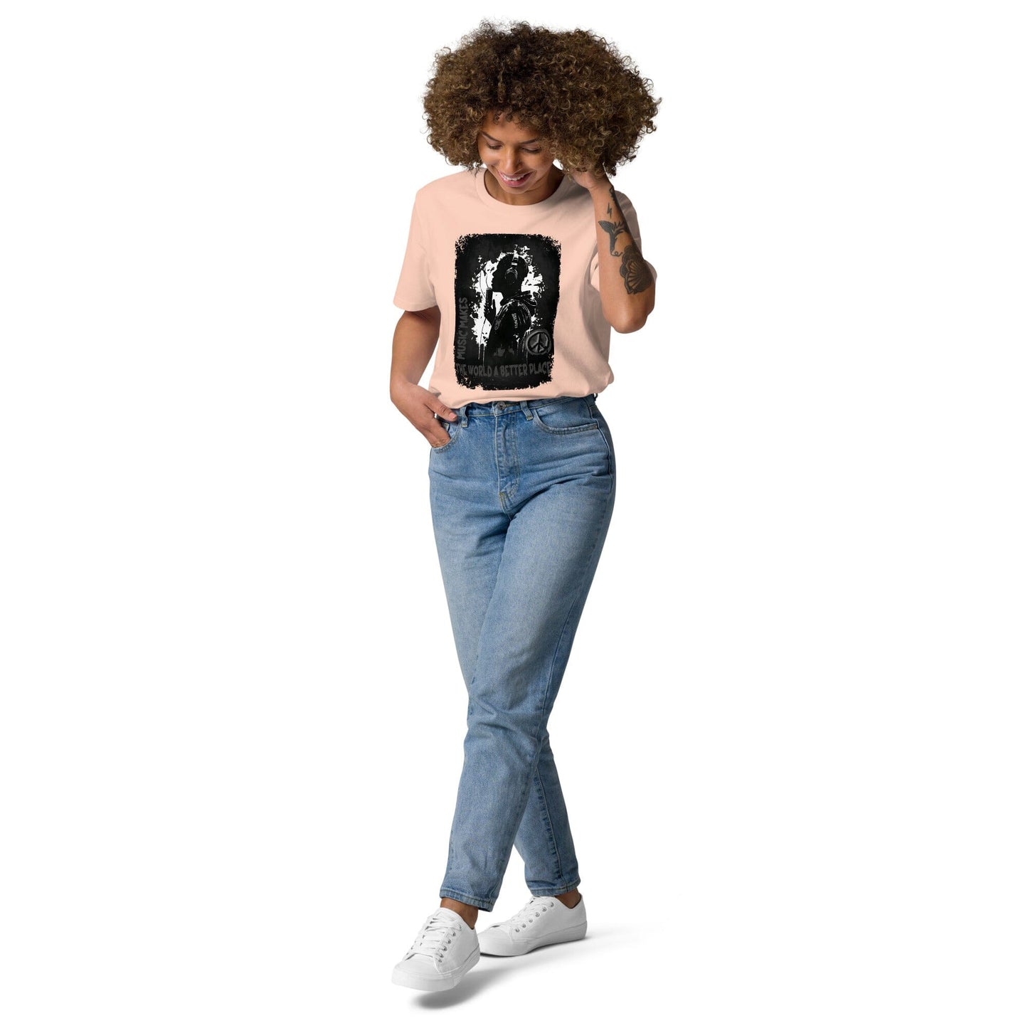 Music makes the World a better Place. Unisex-Bio-Baumwoll-T-Shirt Soulmates Fraiche Peche S
