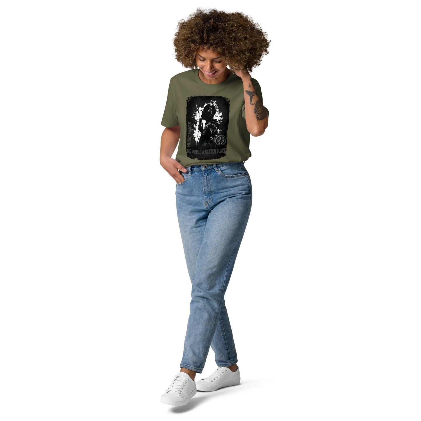 Music makes the World a better Place. Unisex-Bio-Baumwoll-T-Shirt Soulmates Khaki S