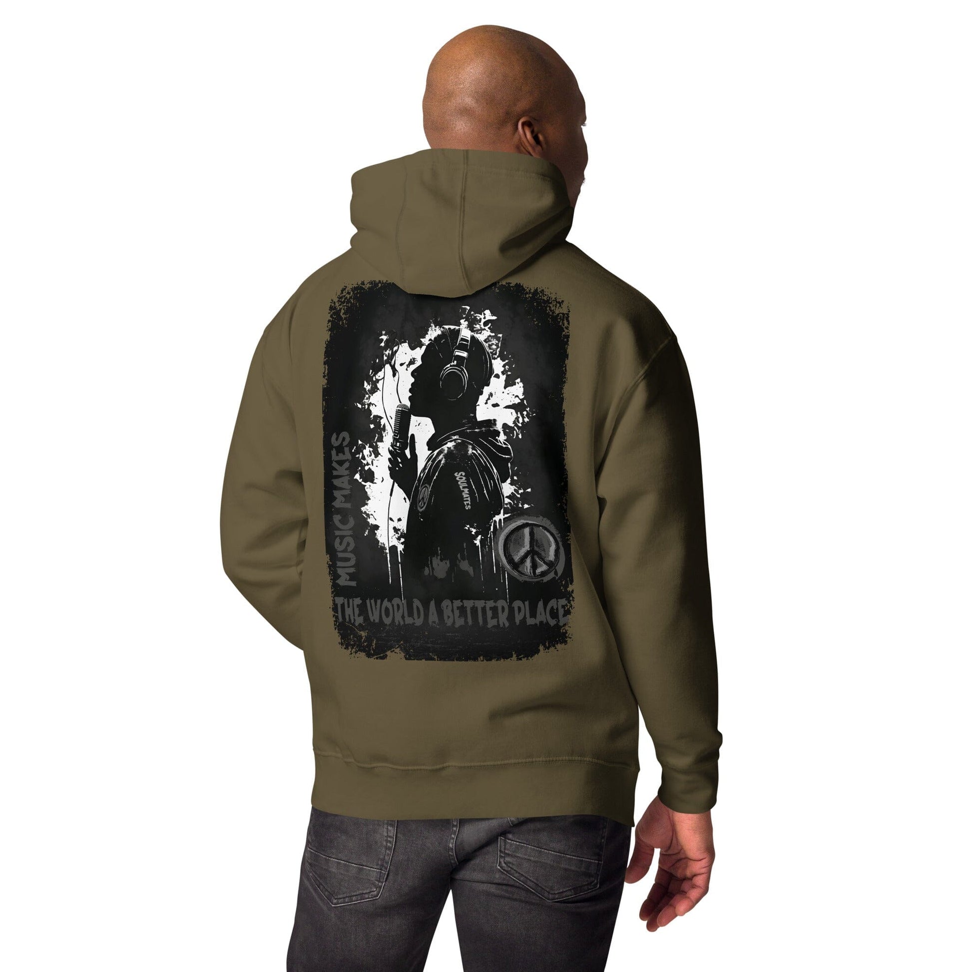 Music makes the World a better Place. Unisex-Kapuzenpullover Soulmates Militärgrün S
