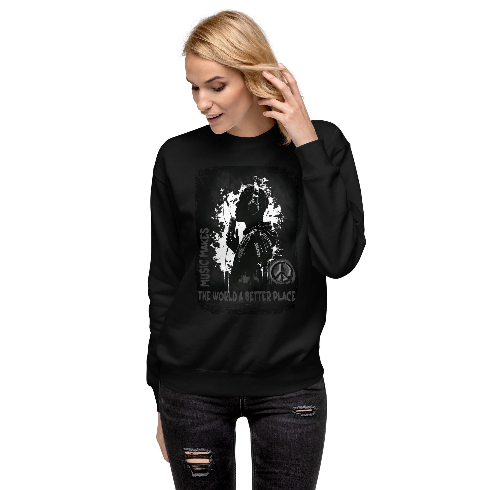 Music makes the World a better Place. Unisex-Premium-Pullover Soulmates Schwarz S