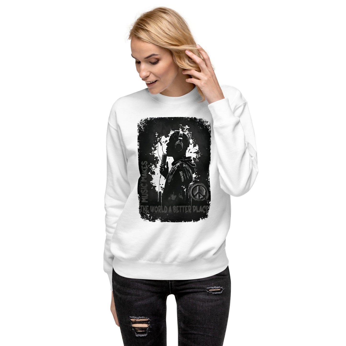 Music makes the World a better Place. Unisex-Premium-Pullover Soulmates Weiß S
