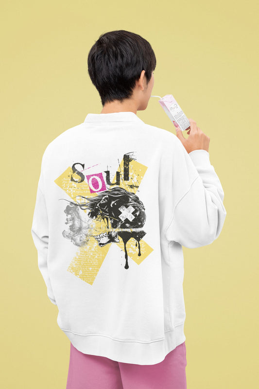 Screaming Side Face Skull Soulmates Design. Unisex-Premium-Pullover Soulmates