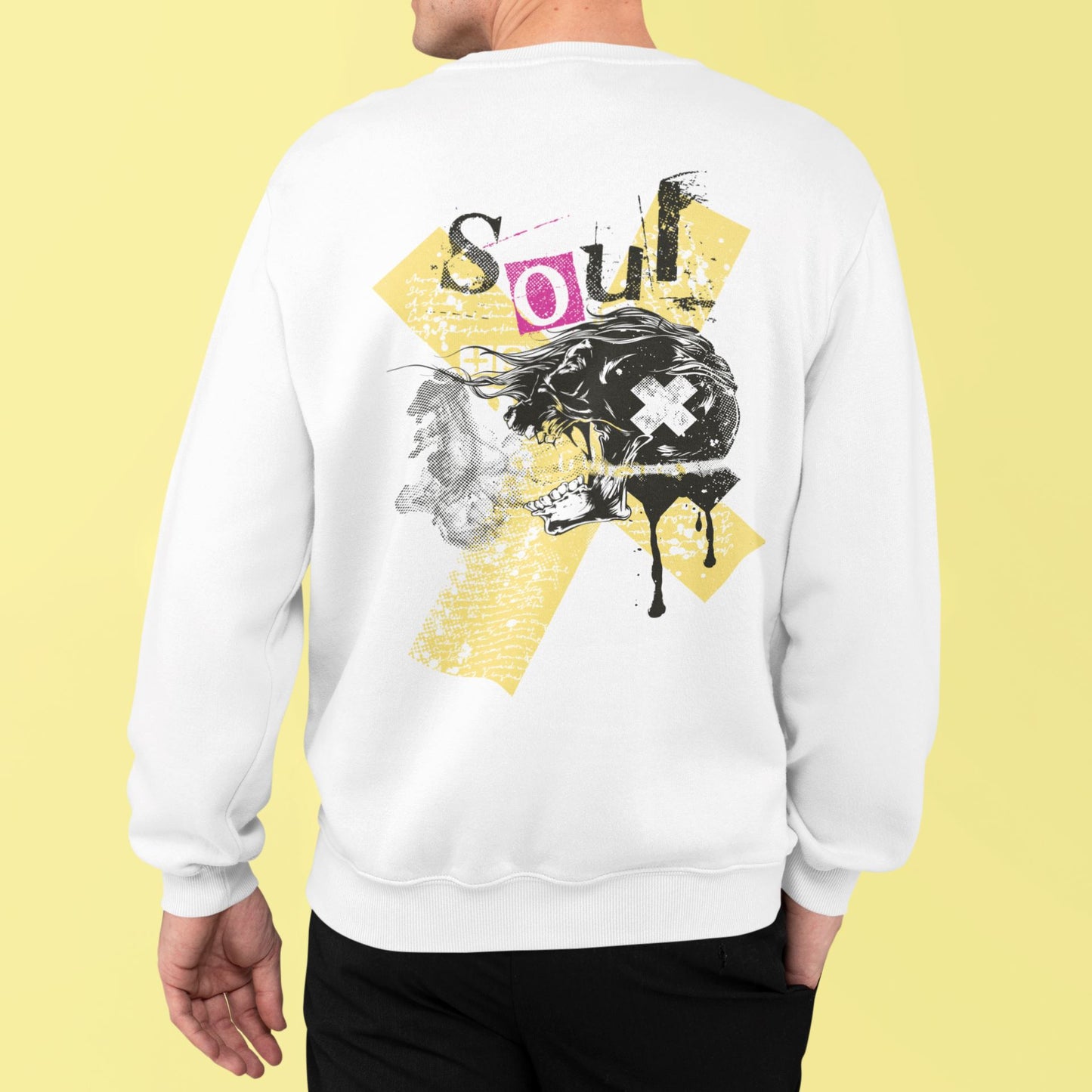 Screaming Side Face Skull Soulmates Design. Unisex-Premium-Pullover Soulmates