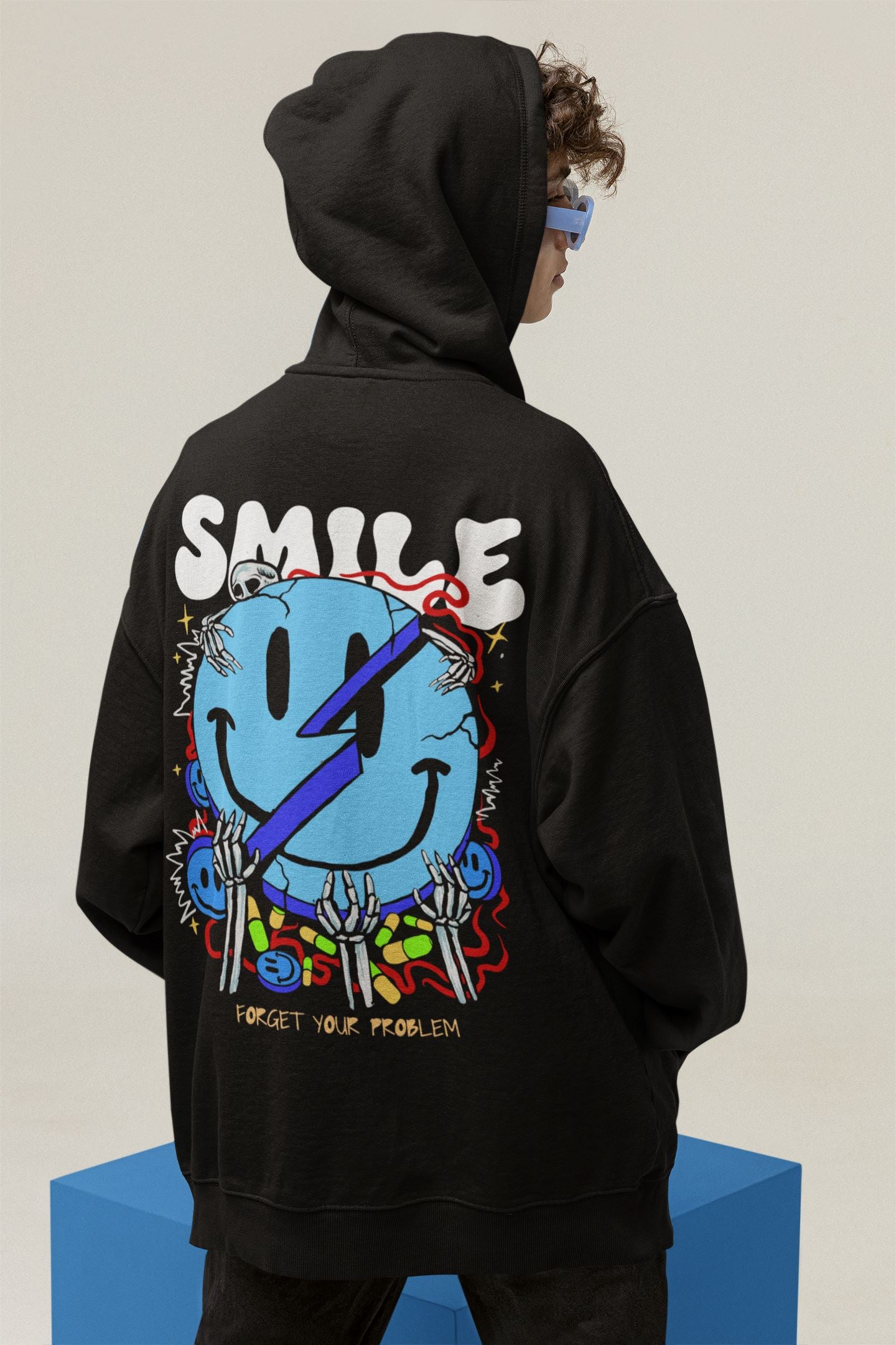Smile Forget Your Problem - Unisex Oversized Organic Hoodie Slammer Oversized Hoodie ST/ST Shirtee
