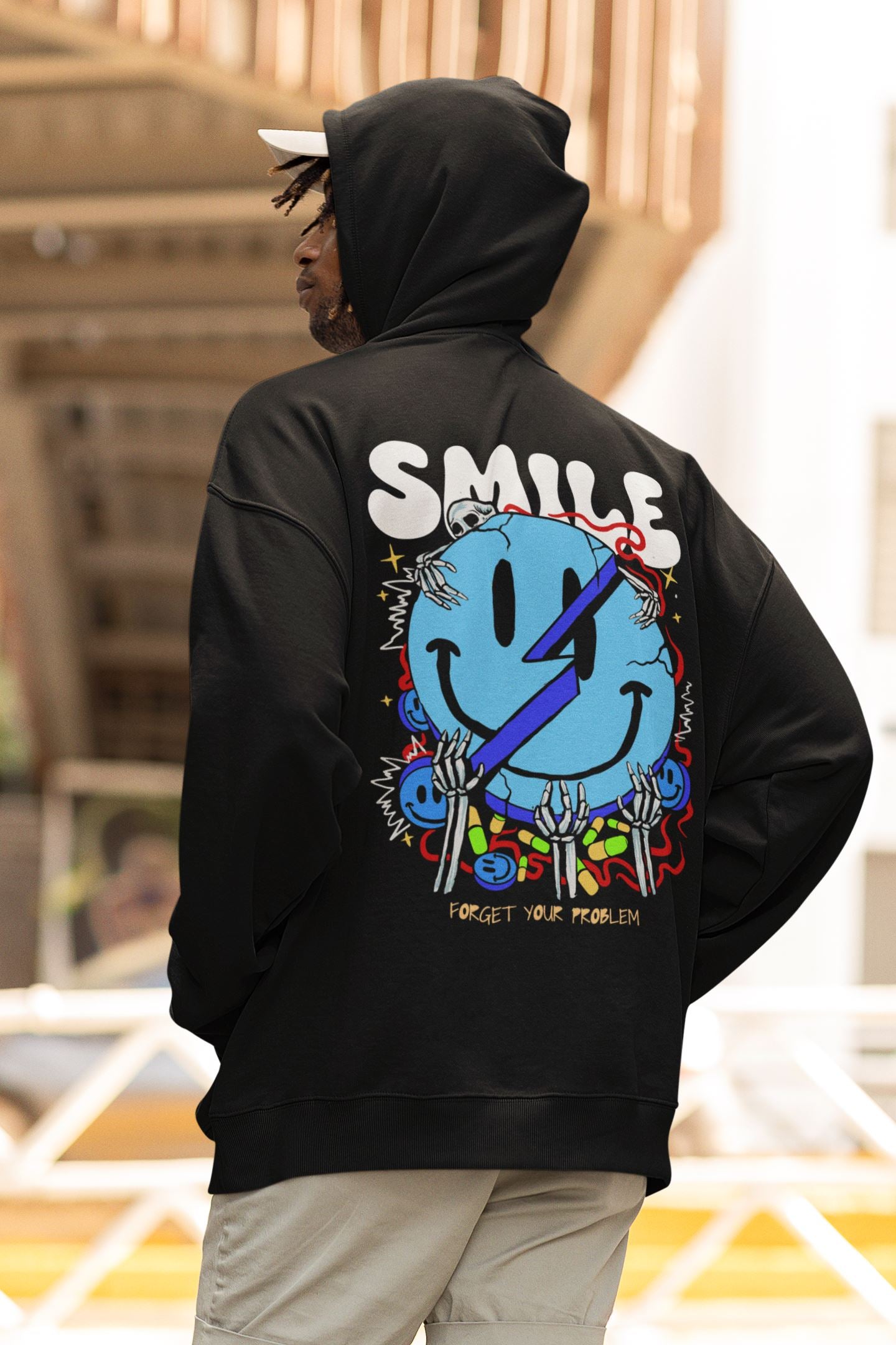 Smile Forget Your Problem - Unisex Oversized Organic Hoodie Slammer Oversized Hoodie ST/ST Shirtee