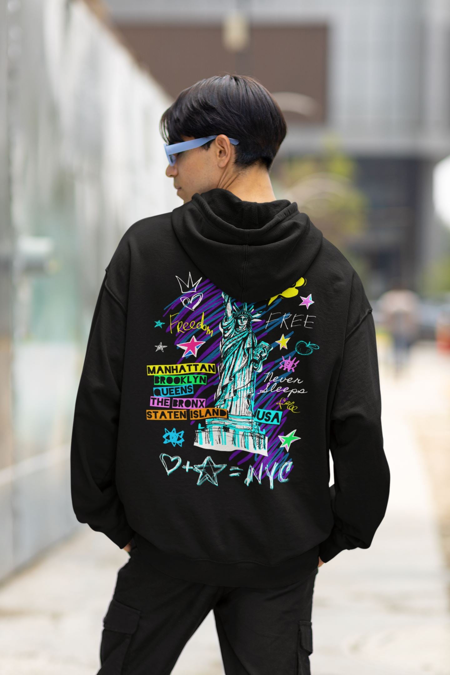 Freedom I Love NYC, Graffiti Design. Unisex-Kapuzenpullover Soulmates 