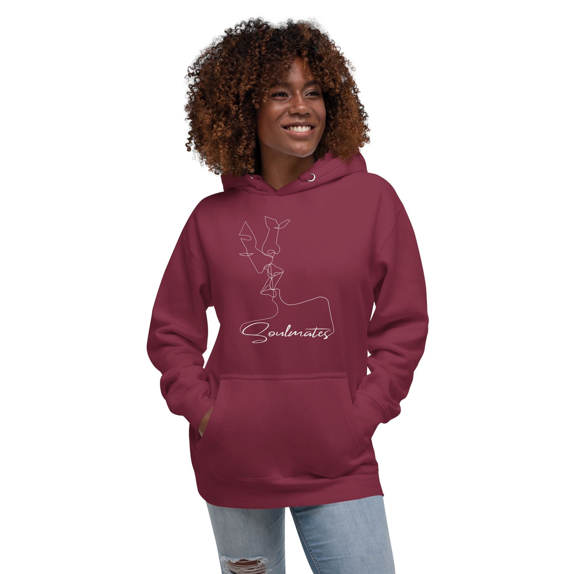 Kissing Soulmates Schlichtes Modernes Soulmates Design Unisex-Kapuzenpullover Soulmates Kastanienbraun S 