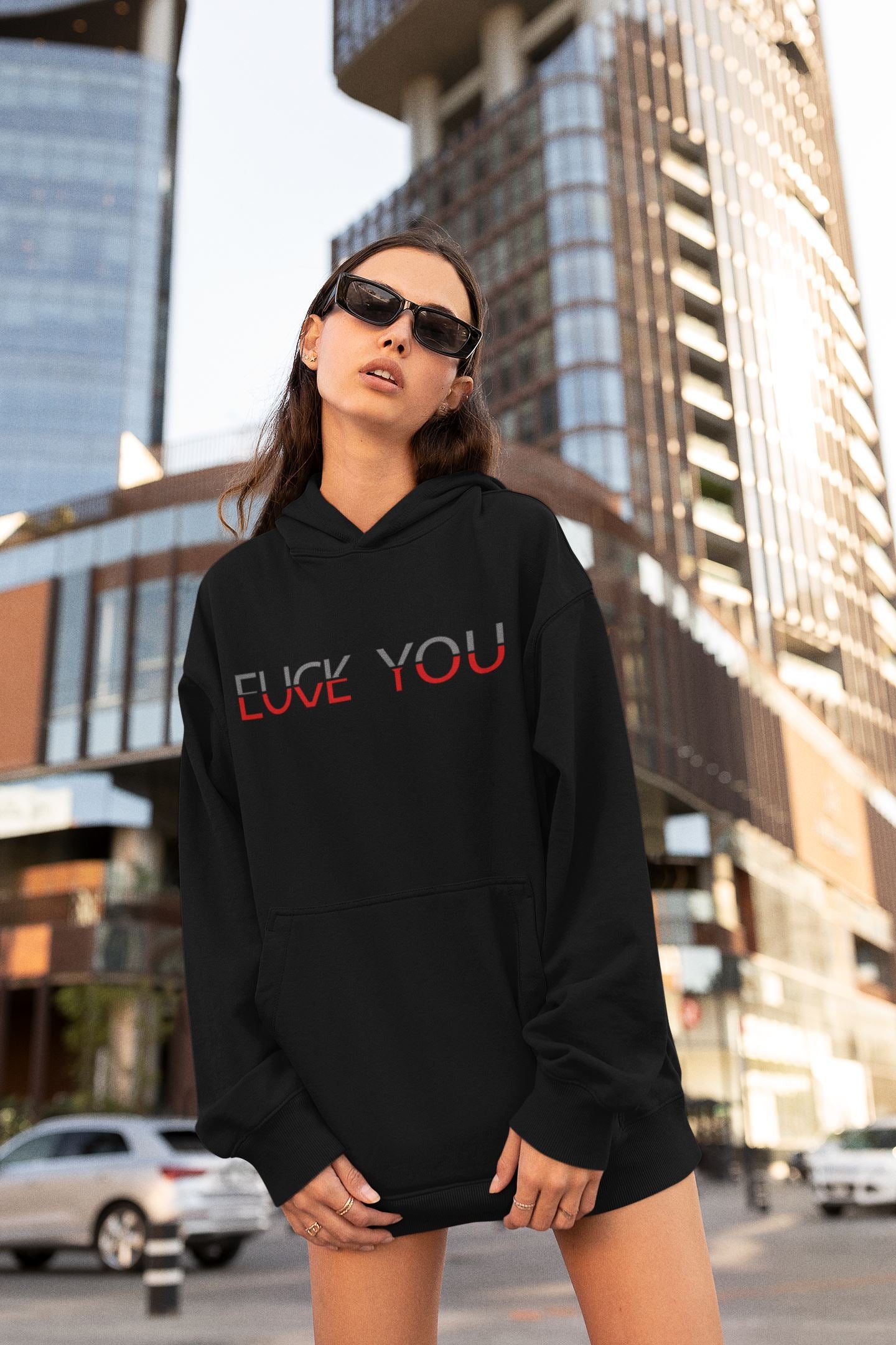 Love You Fuck You - Unisex Oversized Organic Hoodie Slammer Oversized Hoodie ST/ST Shirtee 