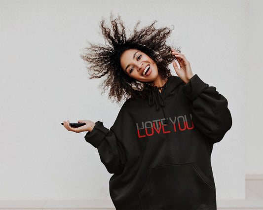 Love You Hate You - Unisex Oversized Organic Hoodie Slammer Oversized Hoodie ST/ST Shirtee 