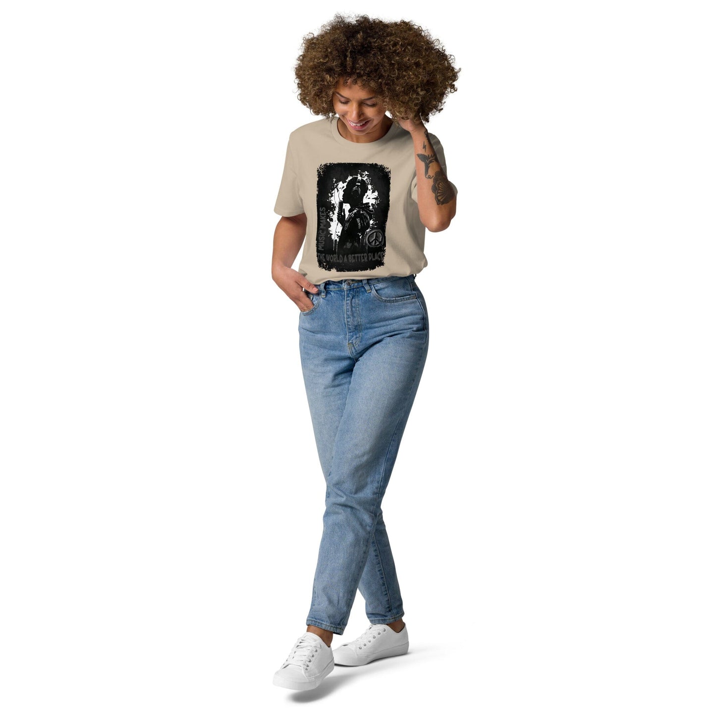 Music makes the World a better Place. Unisex-Bio-Baumwoll-T-Shirt Soulmates Desert Dust S 