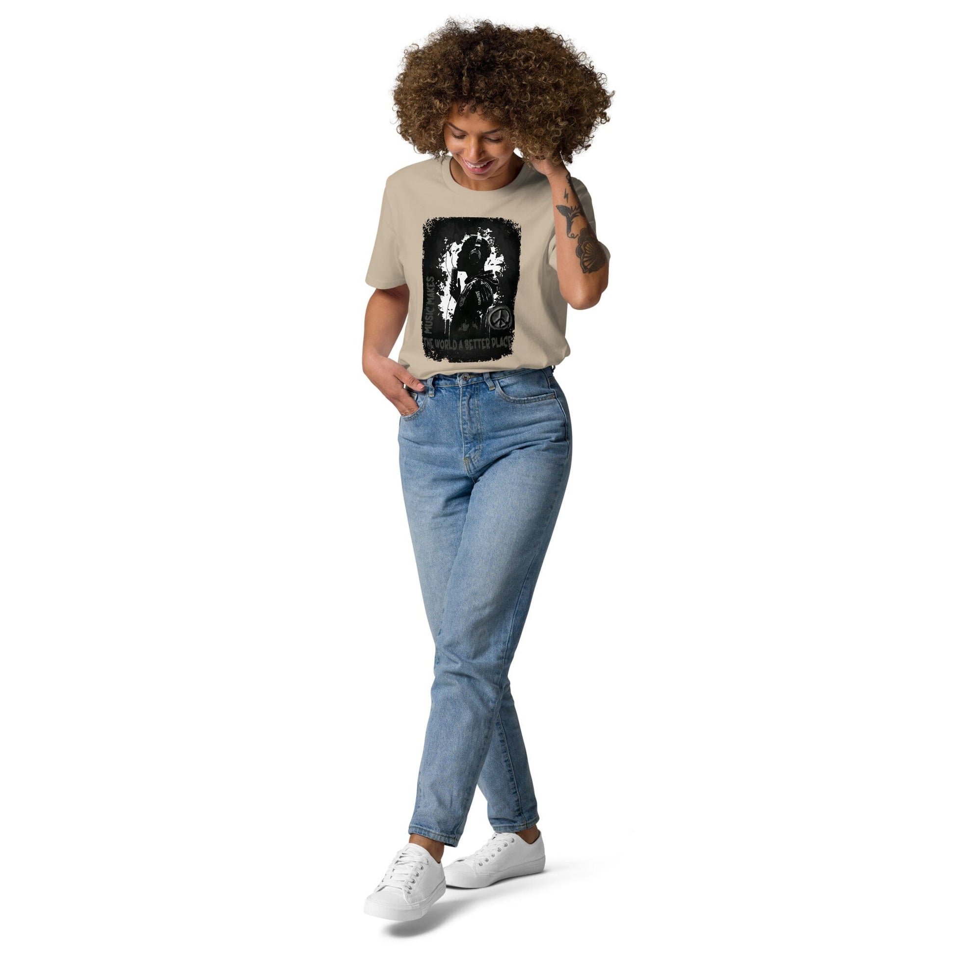 Music makes the World a better Place. Unisex-Bio-Baumwoll-T-Shirt Soulmates Desert Dust S 