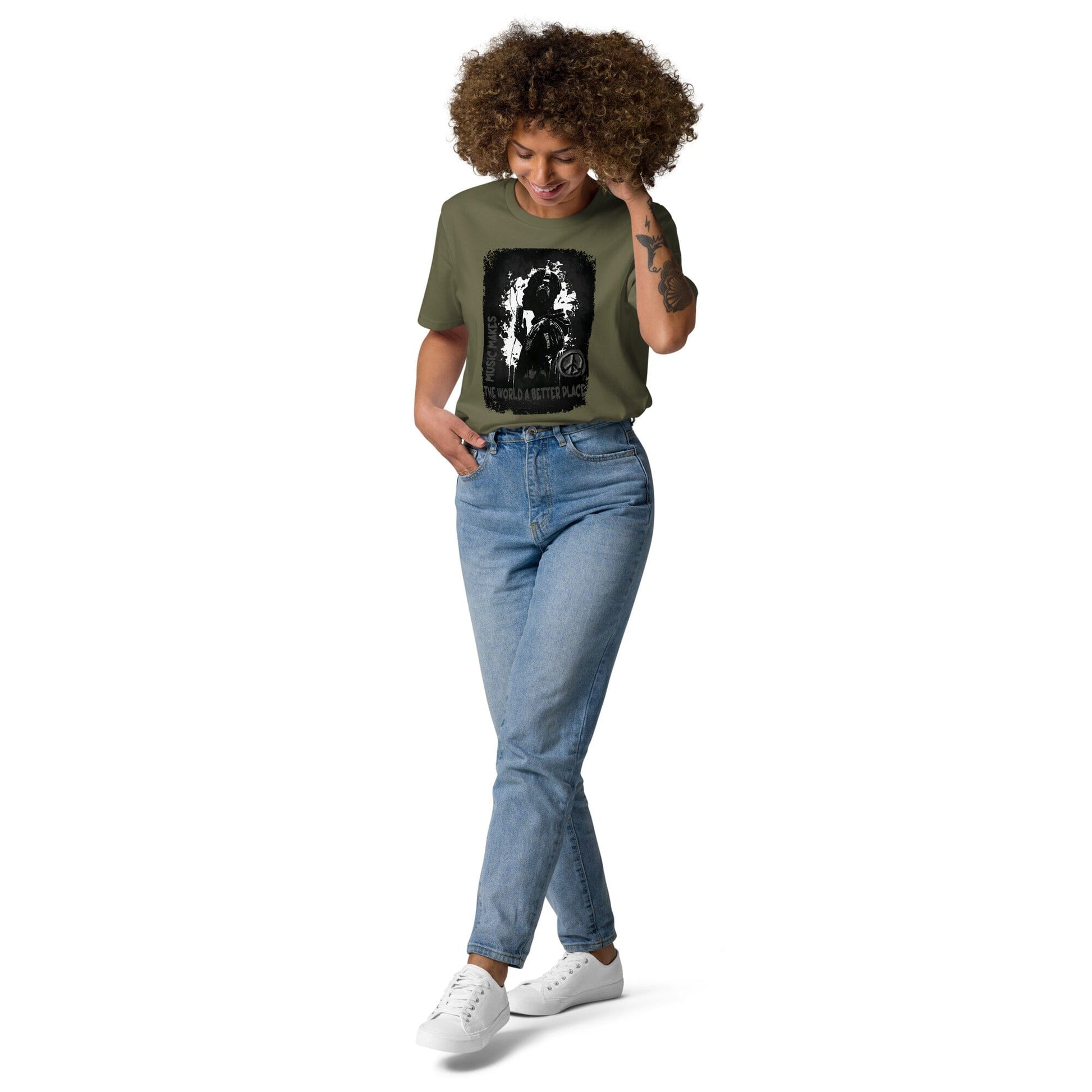 Music makes the World a better Place. Unisex-Bio-Baumwoll-T-Shirt Soulmates Khaki S 