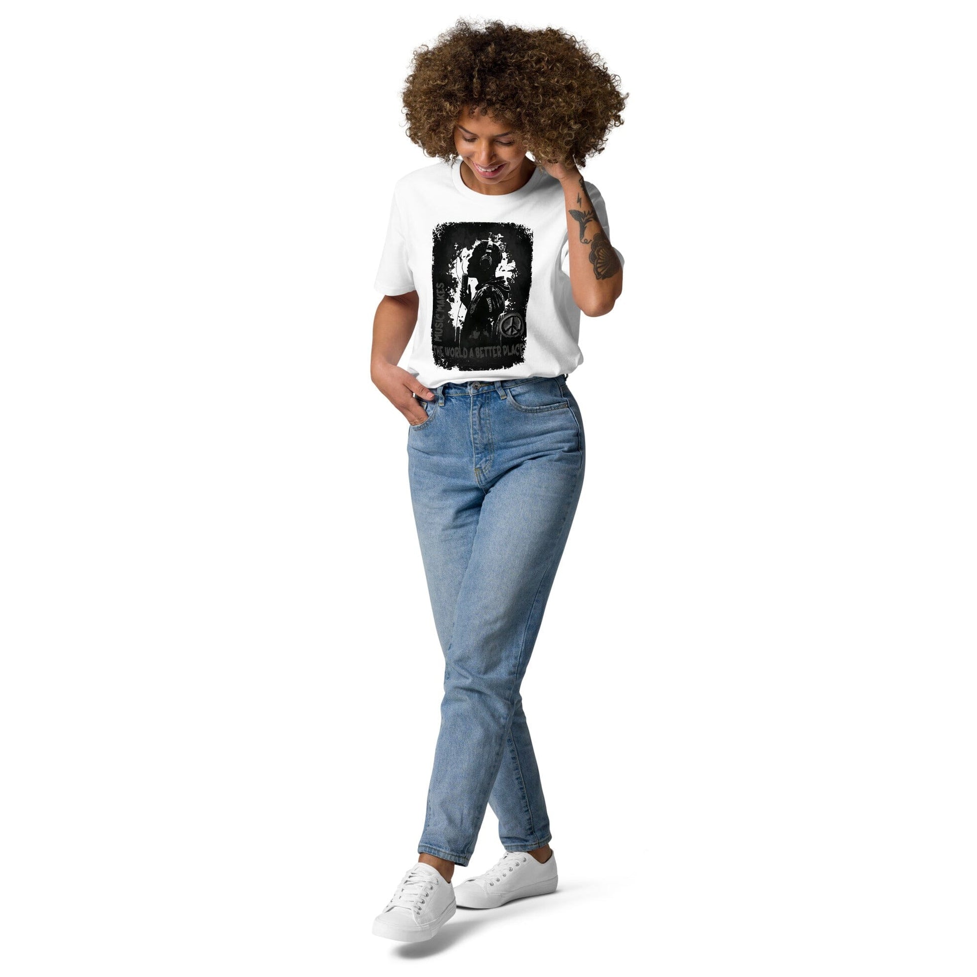 Music makes the World a better Place. Unisex-Bio-Baumwoll-T-Shirt Soulmates Weiß S 