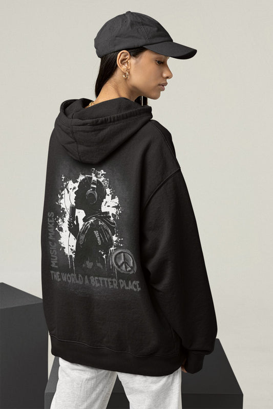 Music makes the World a better Place - Unisex Oversized Organic Hoodie Slammer Oversized Hoodie ST/ST Shirtee 