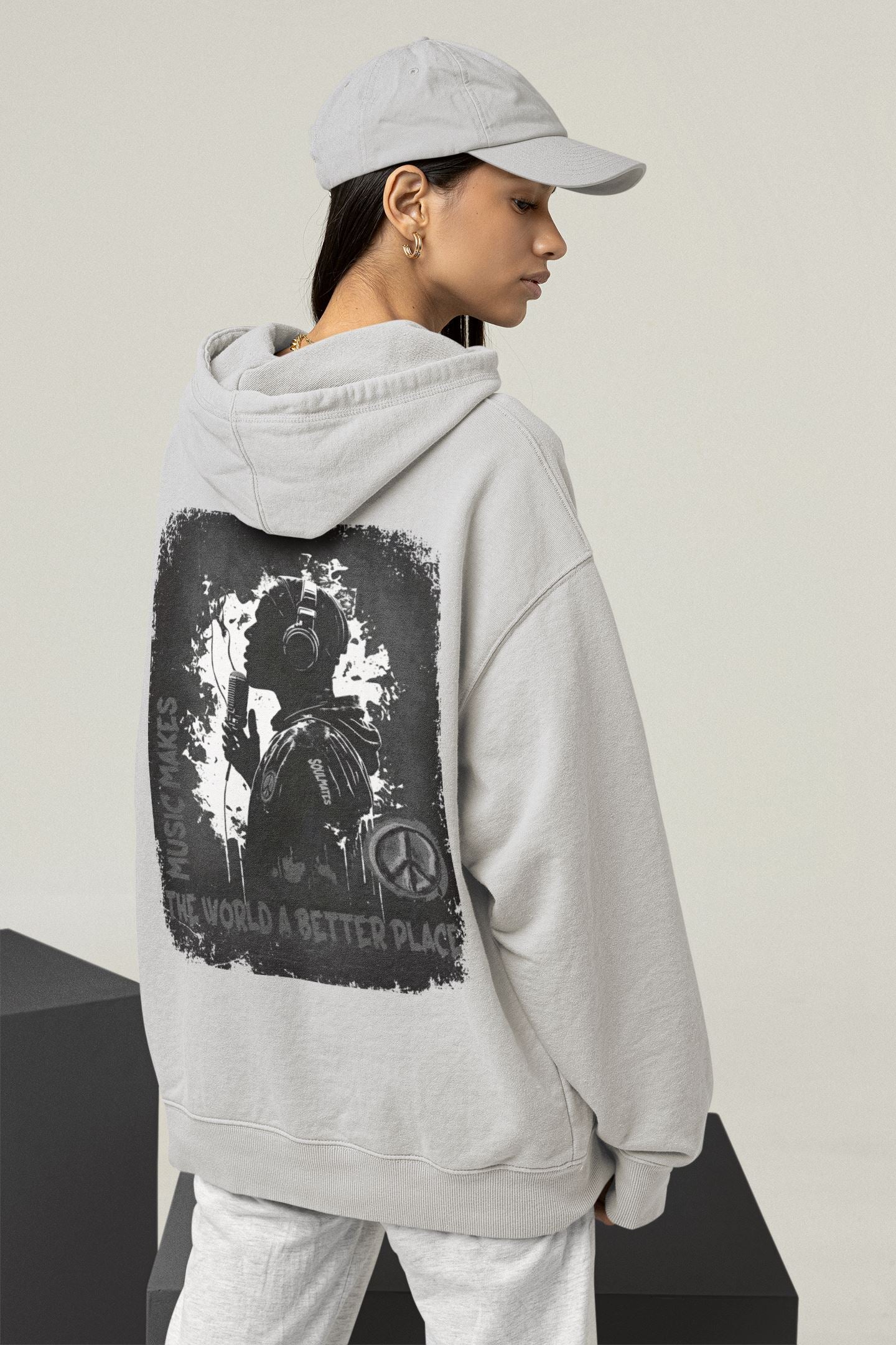 Music makes the World a better Place - Unisex Oversized Organic Hoodie Slammer Oversized Hoodie ST/ST Shirtee 