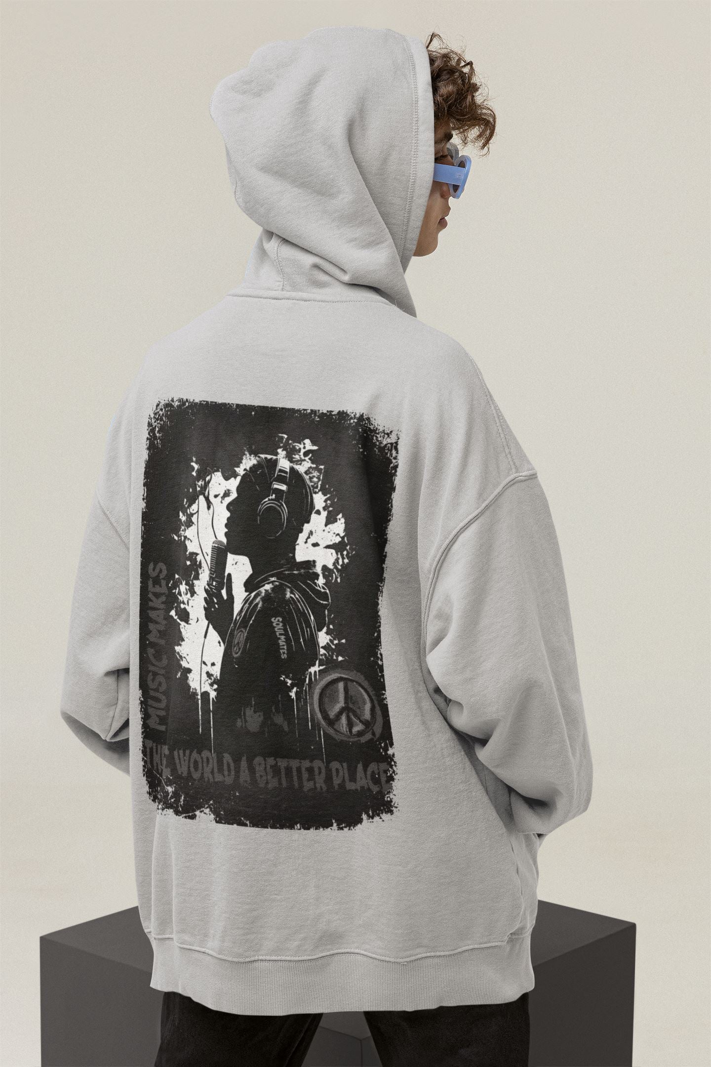 Music makes the World a better Place - Unisex Oversized Organic Hoodie Slammer Oversized Hoodie ST/ST Shirtee 