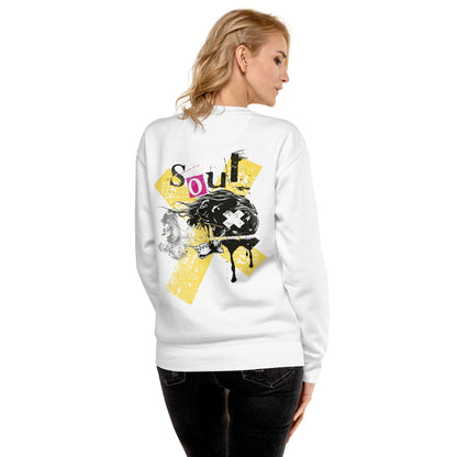 Screaming Side Face Skull Soulmates Design. Unisex-Premium-Pullover Soulmates Weiß S 